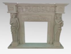 Carved White Marble Fire Surround with Caryatid Figures