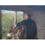 “A Call to Arms” – Monumental 19th Century English Pre-Raphaelite Oil Painting in Gilt Frame