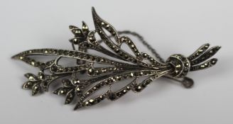Art Deco Silver and Marcasite Spray Brooch