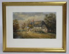 Victorian Watercolour of Rural Cottage Scene by Mathilda Nottelle (Exh. 1879–1892)