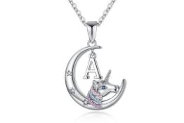 14 x Unicorns Gifts - 14K White Gold Plated Crescent Moon Pendant RRP £175.91 L14a