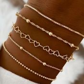 5 Pcs Minimalist Style Thin Chain Bracelet Set