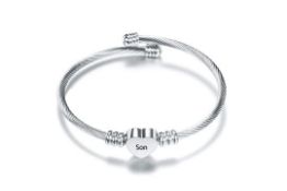 12 x Reminder Love Cuff Bracelet Open Bangle Silver Adjustable L14a