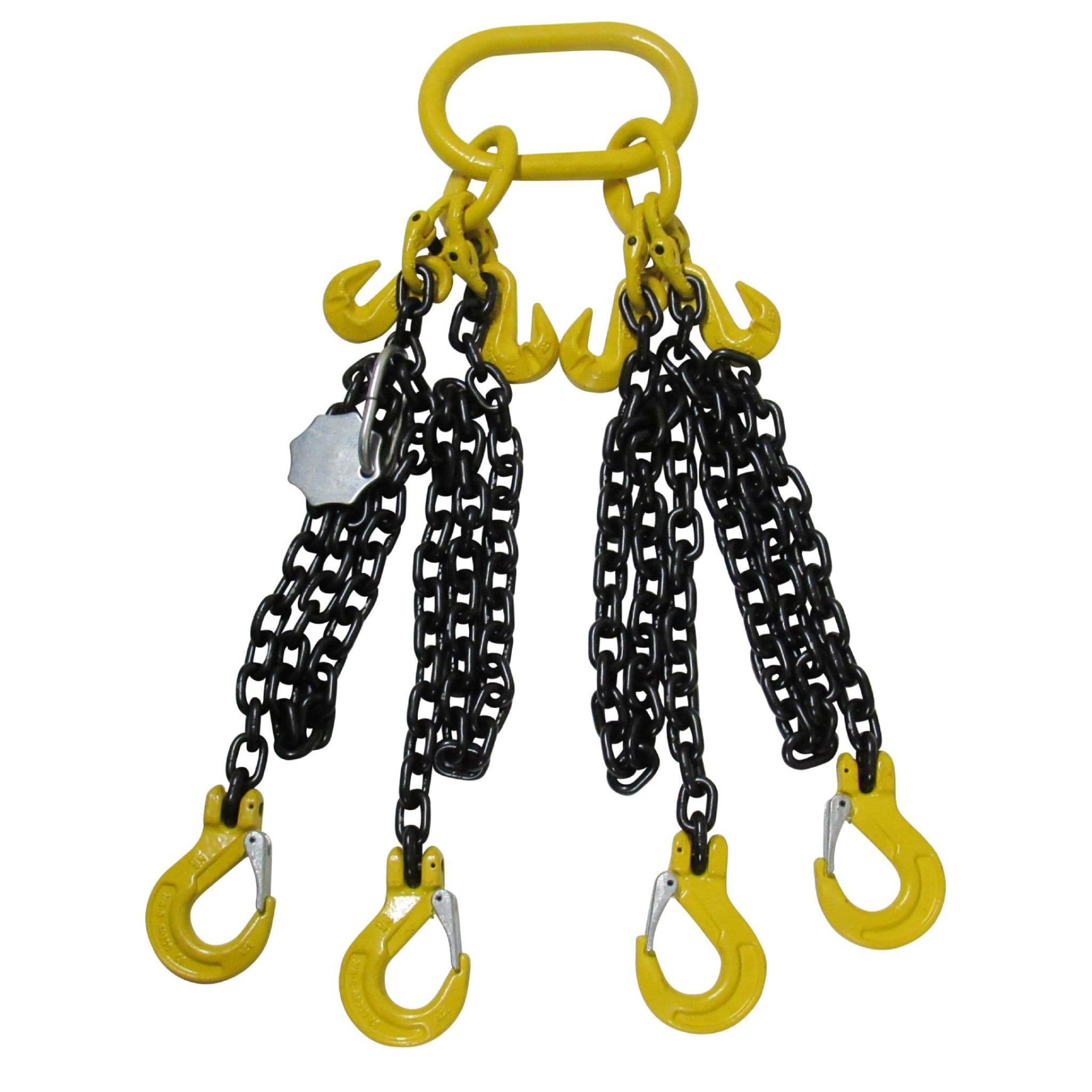 CHAIN SLING: 8MM 4 LEGS 2M, CLEVIS SLING HOOK, GRAB HOOK