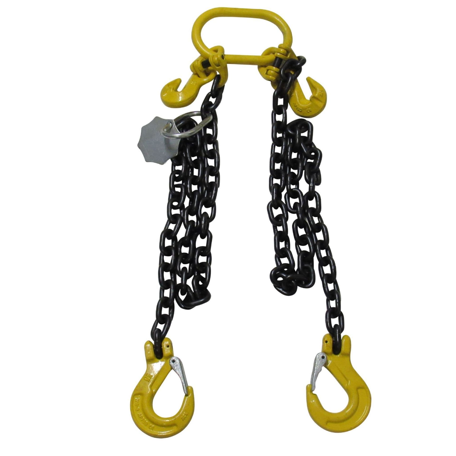 CHAIN SLING: 10MM 2 LEGS 2M, CLEVIS SLING HOOK, GRAB HOOK, SWL: 3.15T