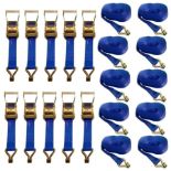 20Pcs Blue 50mm x 8mtr Ratchet Lashings Complete With Claw Hooks Complete Sets