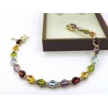Sterling Silver 9 Carat Multi-Gemstone Bracelet New With Gift Box