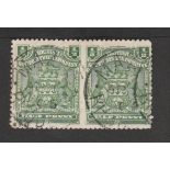 Rhodesia 1898 1/2d Green horizontal pair, variety imperforate between, fine