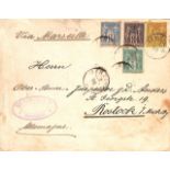 Zanzibar - French P.O. 1895 Commercial cover (small faults) to Germany franked