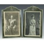 Royalty pair of Stunning Silver Frames with King George V & Queen Mary signed pair of black &