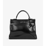 Hermès Black Box Calf Leather SO Black Kelly 35cm Retourne Handbag