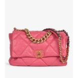 Chanel Pink Quilted Lambskin Large 19 Flap Bag
