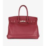 Hermès Rubis Clemence Leather Birkin 35cm Retourne Handbag