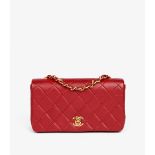 Chanel Red Quilted Lambskin Vintage Rectangular Mini Full Flap Bag