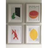 David Shrigley OBE (b 1968) ‘LEMON’, Four Humorous Wall Hangings, Animal Thoughts, 2020