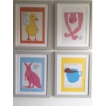 David Shrigley OBE (b 1968) ‘The Chaos & 3 Others’, Shrig Mini Series Offset Lithograph, Framed,...