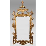 Title: Large Italian Rococo Style Carved Giltwood Wall Mirror Description: Large Italian Rococo