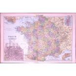 France & Paris 120-Year-Old Large Coloured Antique Map by G.W. Bacon-17