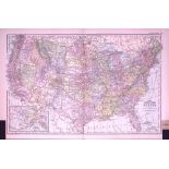 United States & Alaska 120-Year-Old Large Coloured Antique Map by G.W. Bacon-11