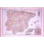 Spain & Portugal 120-Year-Old Large Antique Map by G.W. Bacon-20