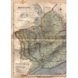 The County of Monmouth Large Victorian Letts 1884 Antique Coloured Map.
