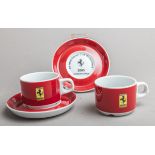 Paar Espresso-Tassen mit Untertellern "25 Jahre Ferrari Club Deutschland" (Lilien Porzellan, Österre