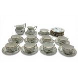 A HEREND PART TEA SET IN 'BLUE NYON' MORNING GLORY PATTERN