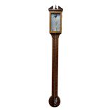 COMITTI, HOLBORN: A REPRODUCTION MAHOGANY BOXWOOD STRUNG STICK BAROMETER THERMOMETER