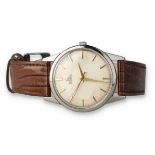 AN OMEGA STEEL AUTOMATIC WATCH