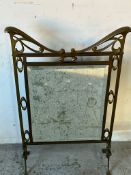 Art Nouveau brass and mirrored fire screen (H72cm W50cm)