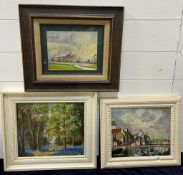 Three landscape paintings by John Revell 36cmx 41cm