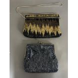 Two micro beaded evening bags, gold and black chevrons