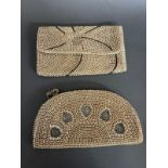 Two seed pearl beaded clutch purses