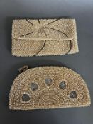 Two seed pearl beaded clutch purses