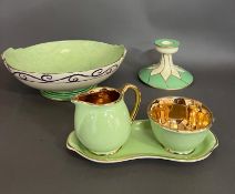 A collection of Crown Devon, Royal Winton Art Deco set, milk jug and creamer