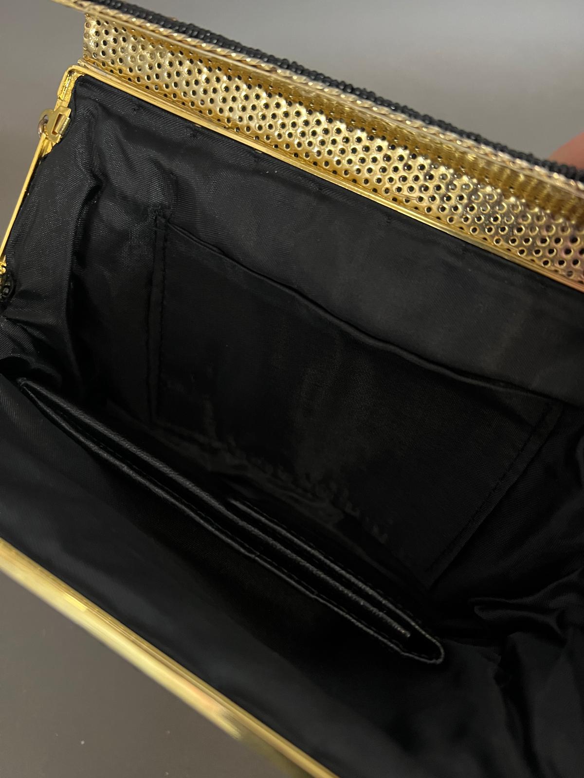 Two micro beaded evening bags, gold and black chevrons - Image 3 of 3