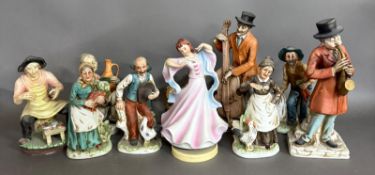 A selection of continental ceramic figures, various poses