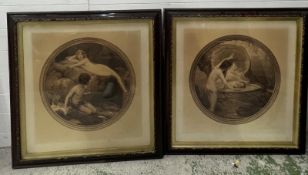 Pair of neo-classical prints of nimphs - 80cm x 84cm
