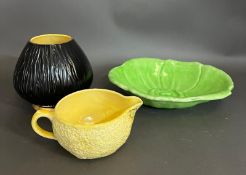 Crown Devon ceramics, including a dish in the form of a leaf