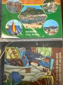 Three vintage postcard albums containing a range of postcards on various subjects