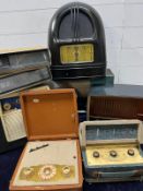 A selection of eight vintage radios, various makers and styles including Philco, Ferranti etc.