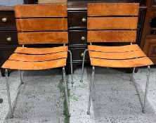 A pair of 'Stripe' chairs designed by Giancarlo Vegni for the Italian designer Fasem. Handstitched