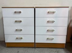 Two Mid Century Avstin suite four drawer chest with white veneered drawers (H82cm W60cm D39cm)