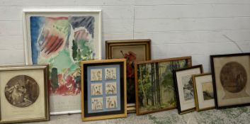 A selection of pictures, paintings & etchings of various subjects and in various mediums - 8 in