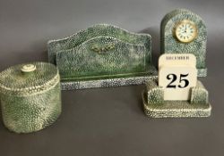 Shagreen style desk set with perpetual calendar