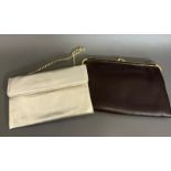 Two vintage clutch purses in gold and brown