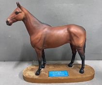 A porcelain mantled model of a race horse, Arkle Champion Sleeple Chase H30cm