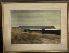 Framed print of a coastal landscape signed lower right Travers (72cm x 55cm)