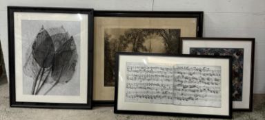 A selection of pictures to include an etching of a church