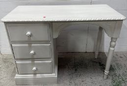 A white painted three drawer dressing table (H71cm W100cm D45cm)